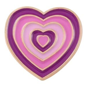 Retro Y2K Purple Enamel Heart Pin Multicolor Layered Design Metal Zinc Alloy NEW